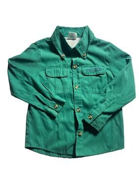 PRODOH Boys 4T Green Vented Fishing Shirt Button Front Long Sleeve